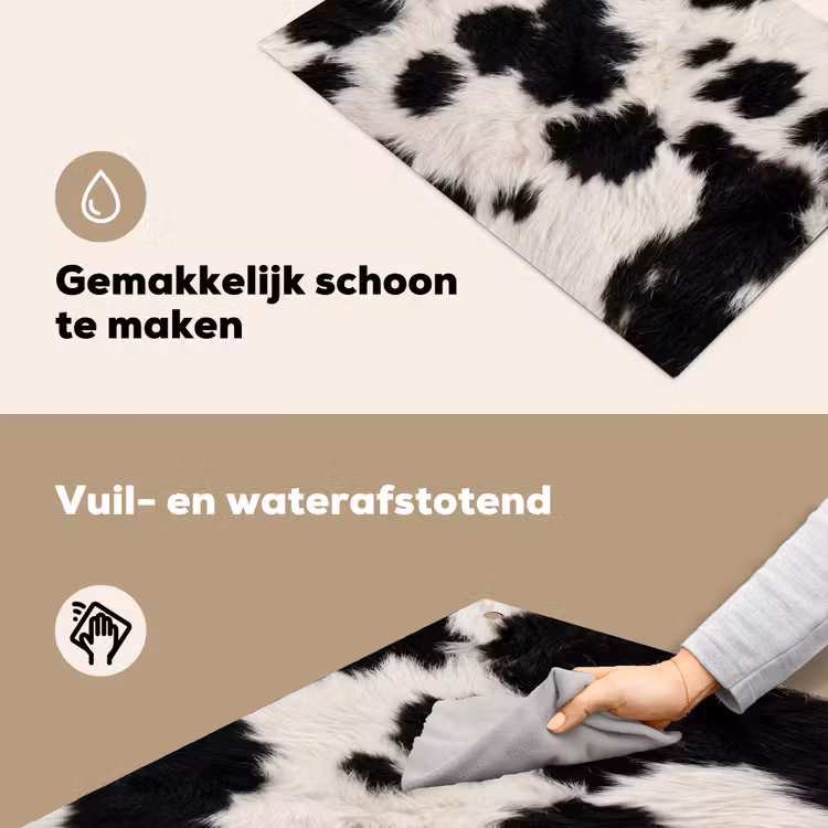 Bont - Textuur - Zwart - Wit Inductie beschemer met haakjes klein -ky-schoon-nl