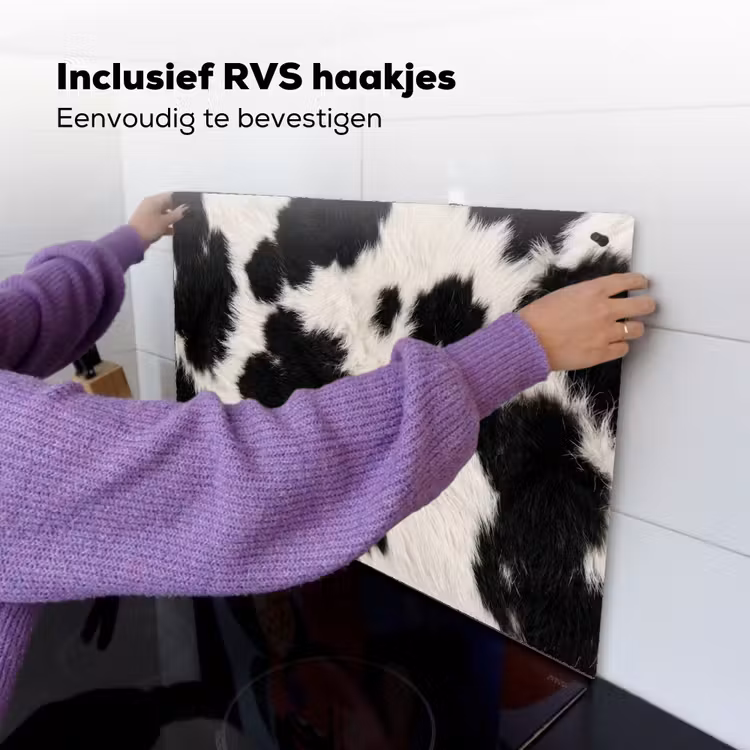 Bont - Textuur - Zwart - Wit Inductie beschemer met haakjes klein -ky-ophangen-nl