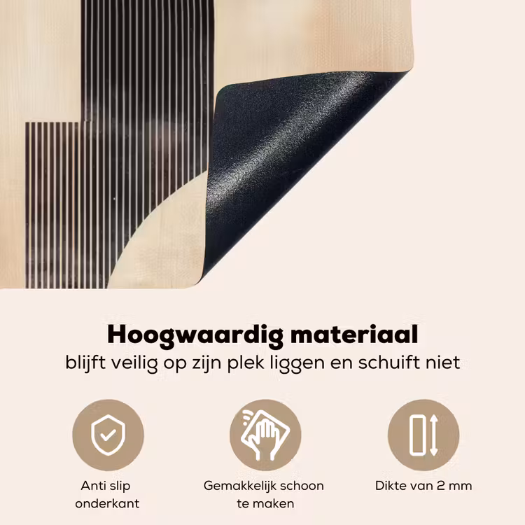 Boog - Strepen - Minimalistisch - Zwart Inductie beschemer met haakjes klein -ky-onderkant-nl