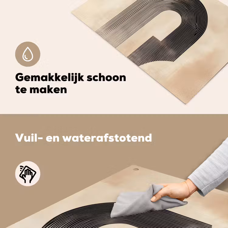Boog - Strepen - Minimalistisch - Zwart Inductie beschemer met haakjes klein -ky-schoon-nl