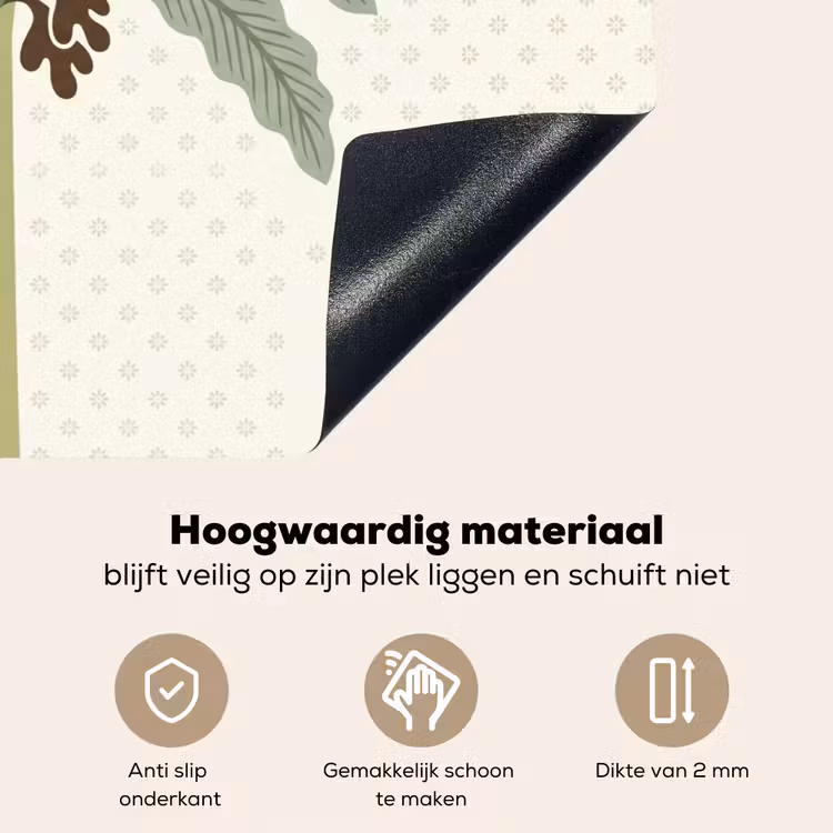 Boom - Bladeren - Groen - Decoratief - Beige Inductie beschemer met haakjes klein -ky-onderkant-nl