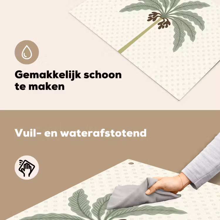 Boom - Bladeren - Groen - Decoratief - Beige Inductie beschemer met haakjes klein -ky-schoon-nl