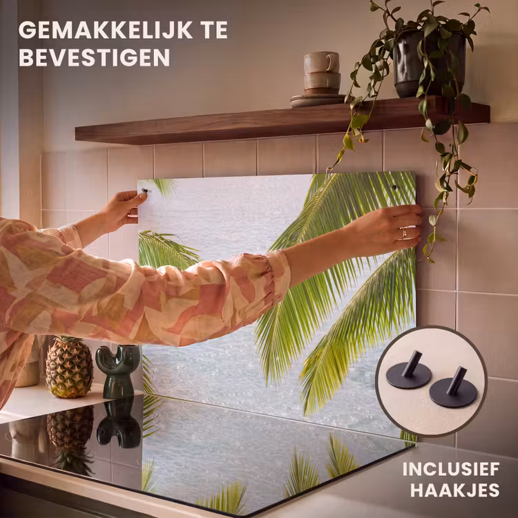 Boom - Bladeren - Water - Tropisch - Groen Inductie beschemer met haakjes klein -ky-ophangen-nl