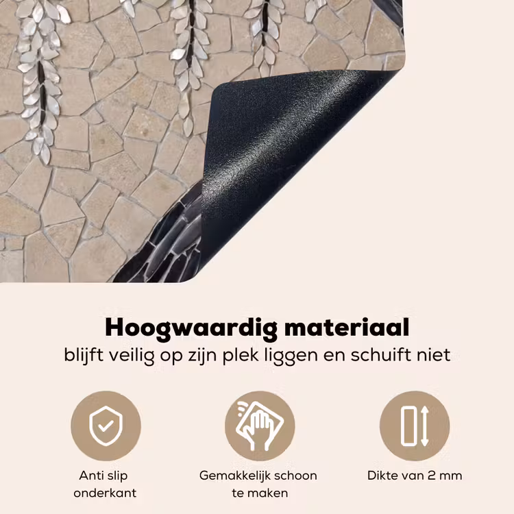 Boom - Bloemen - Mozaïek - Kunst - Wit Inductie beschemer met haakjes klein -ky-onderkant-nl