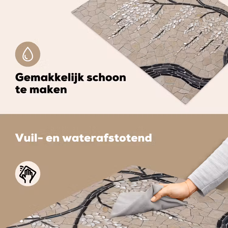 Boom - Bloemen - Mozaïek - Kunst - Wit Inductie beschemer met haakjes klein -ky-schoon-nl