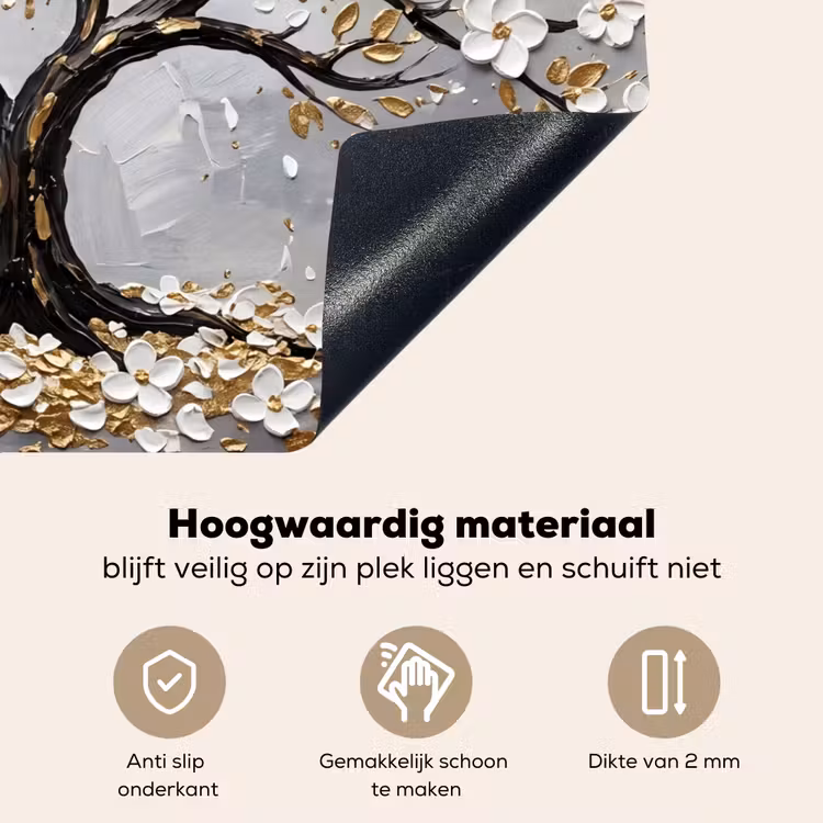 Boom - Bloemen - Natuur - Abstract - Wit Inductie beschemer met haakjes klein -ky-onderkant-nl