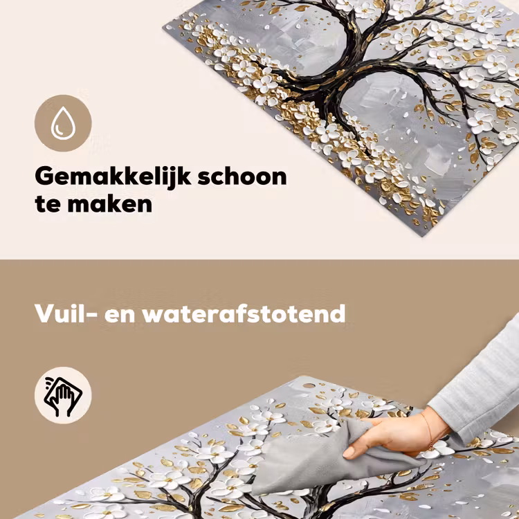 Boom - Bloemen - Natuur - Abstract - Wit Inductie beschemer met haakjes klein -ky-schoon-nl