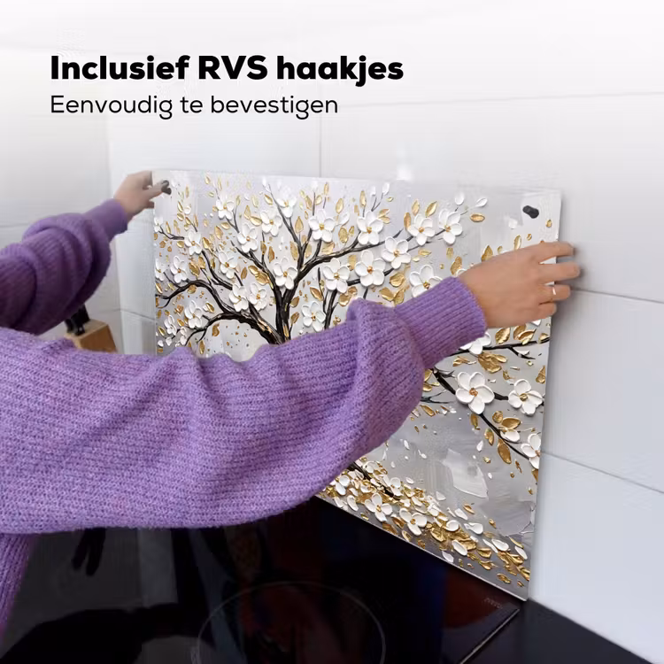 Boom - Bloemen - Natuur - Abstract - Wit Inductie beschemer met haakjes klein -ky-ophangen-nl