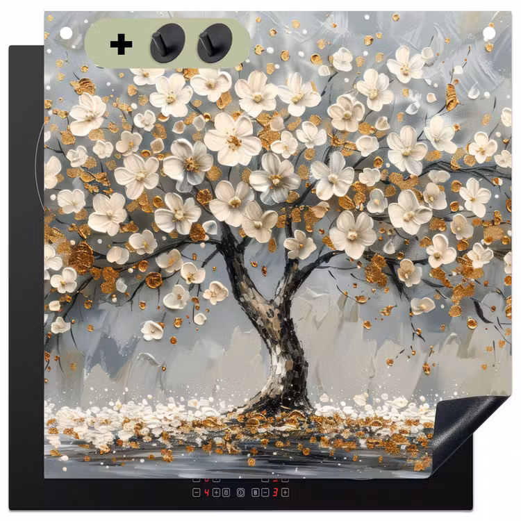 Boom - Bloemen - Wit - Natuur - Kunst Inductie beschemer met haakjes middel -3d