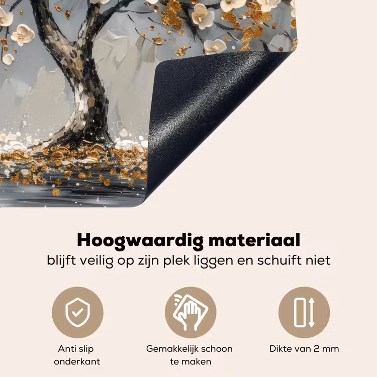 Boom - Bloemen - Wit - Natuur - Kunst Inductie beschemer met haakjes middel -ky-onderkant-nl