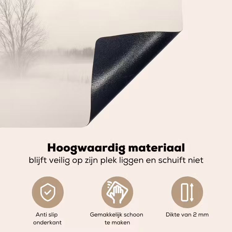 Boom - Mist - Sneeuw - Winter - Minimalistisch Inductie beschemer met haakjes klein -ky-onderkant-nl