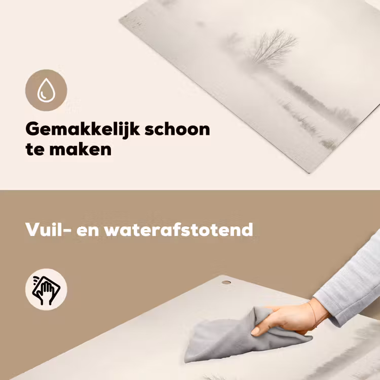 Boom - Mist - Sneeuw - Winter - Minimalistisch Inductie beschemer met haakjes klein -ky-schoon-nl