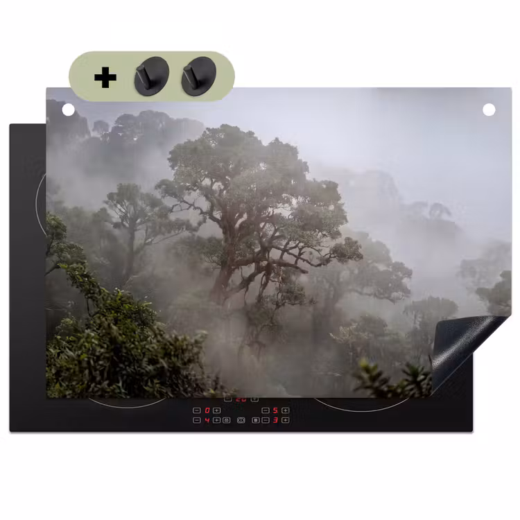 Boom - Mistig - Bos - Groen - Natuur Inductie beschemer met haakjes klein -3d
