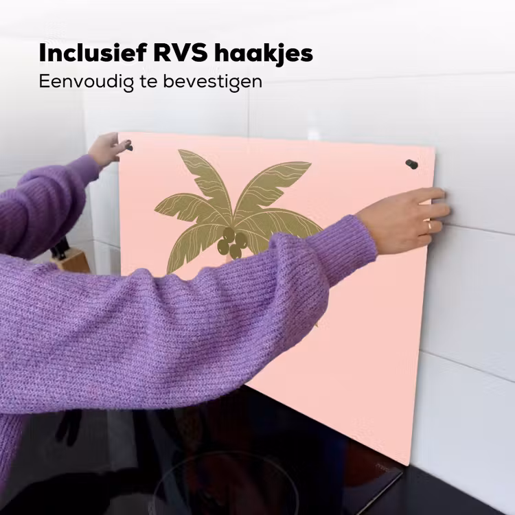 Boom - Palm - Natuur - Illustratie - Roze Inductie beschemer met haakjes klein -ky-ophangen-nl