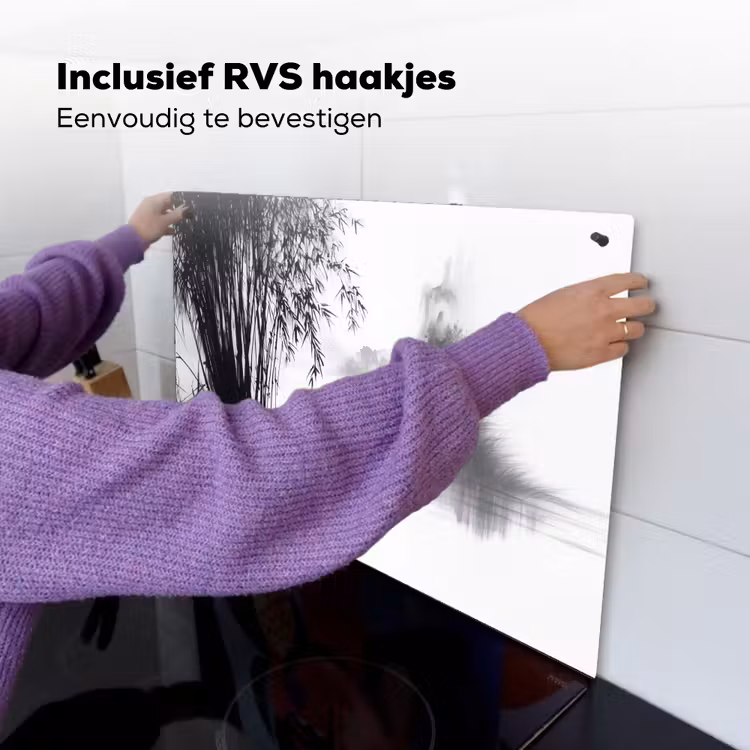 Boot - Rivier - Bamboe - Wit Inductie beschemer met haakjes klein -ky-ophangen-nl