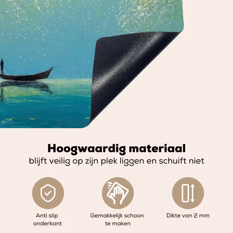 Bootje - Water - Bladeren - Bloesems Inductie beschemer met haakjes klein -ky-onderkant-nl