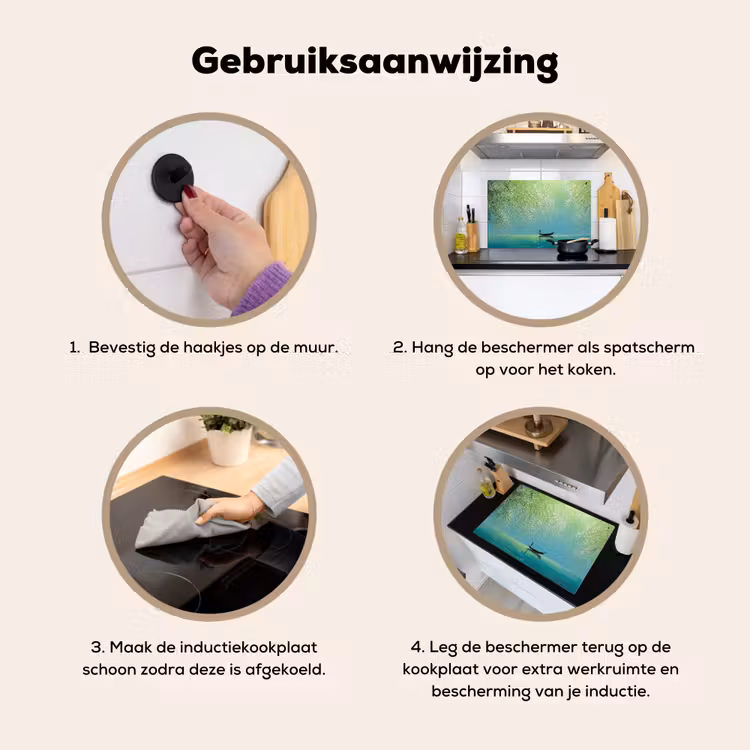 Bootje - Water - Bladeren - Bloesems Inductie beschemer met haakjes klein -ky-gebruik-nl