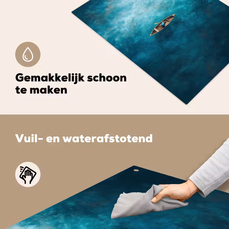 Bootje - Water - Blauw Inductie beschemer met haakjes klein -ky-schoon-nl
