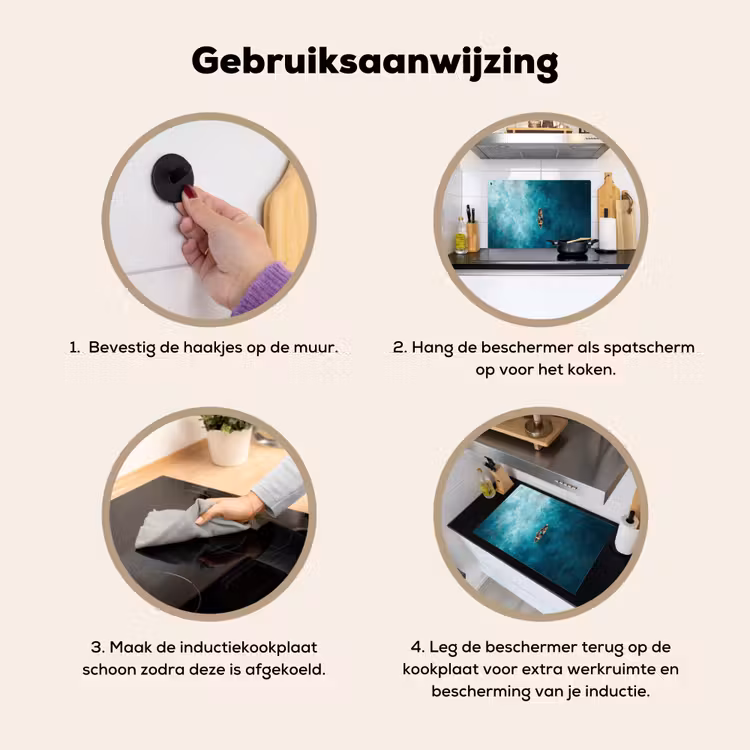 Bootje - Water - Blauw Inductie beschemer met haakjes klein -ky-gebruik-nl