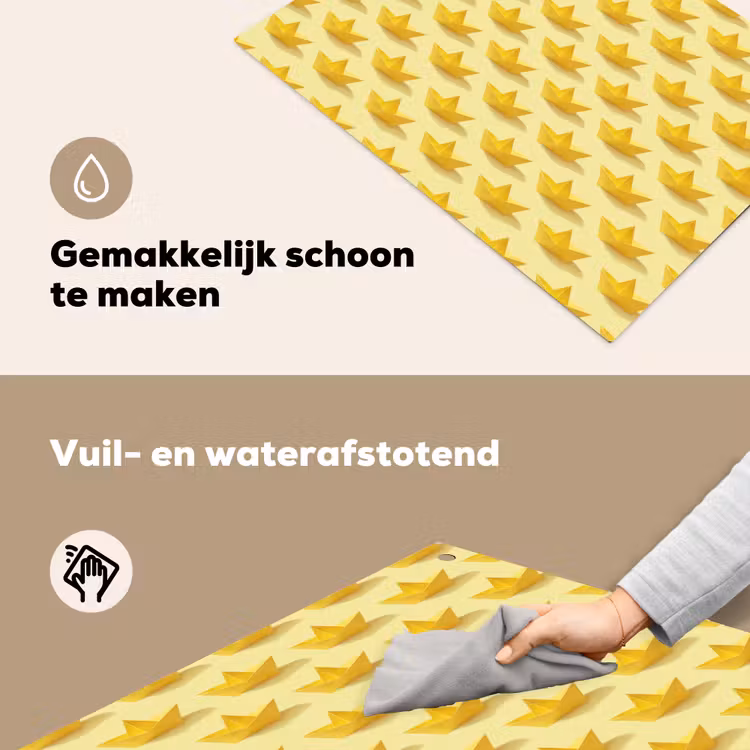 Bootjes - Origami - Creatief - Geel Inductie beschemer met haakjes klein 777 -ky-schoon-nl