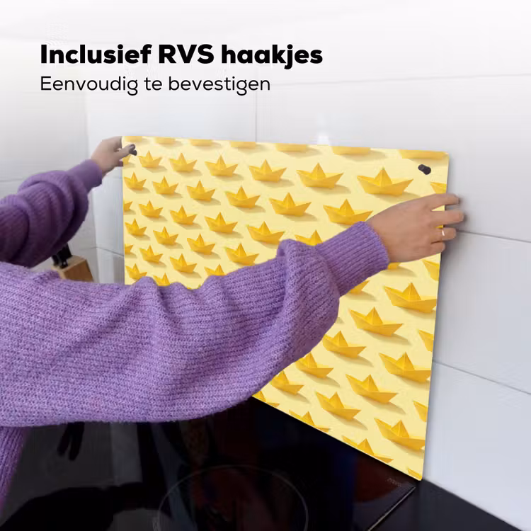 Bootjes - Origami - Creatief - Geel Inductie beschemer met haakjes klein 777 -ky-ophangen-nl
