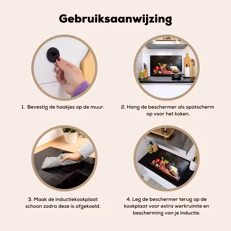 Borrelplank - Stilleven - Vintage Inductie beschemer met haakjes klein -ky-gebruik-nl