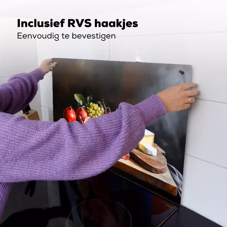 Borrelplank - Stilleven - Vintage Inductie beschemer met haakjes klein -ky-ophangen-nl