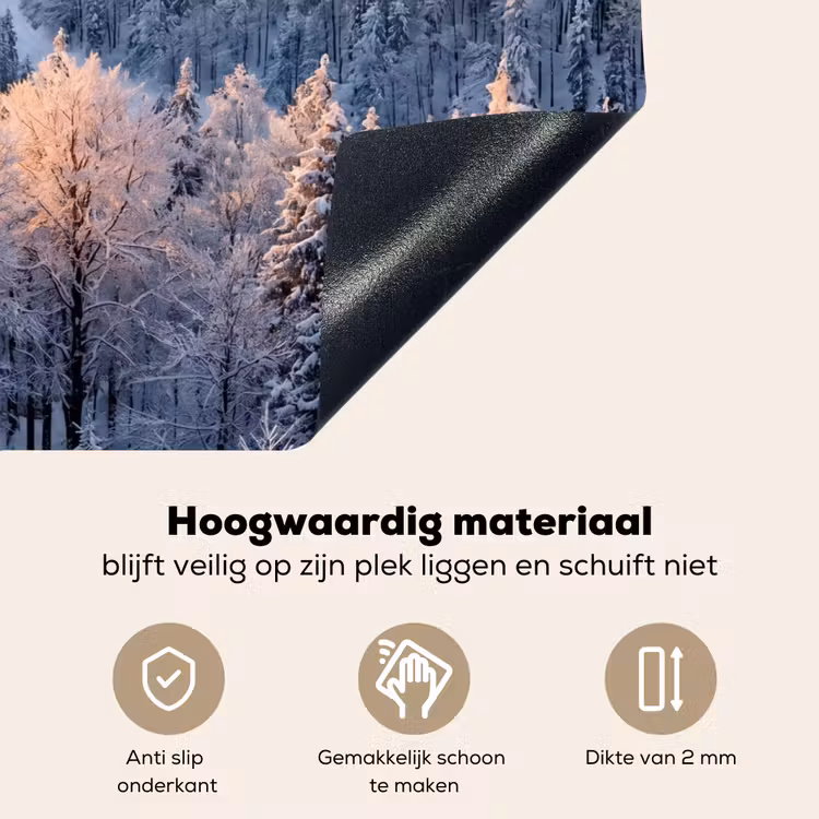 Bos - Bergen - Goud - Winter - Warm Inductie beschemer met haakjes klein -ky-onderkant-nl
