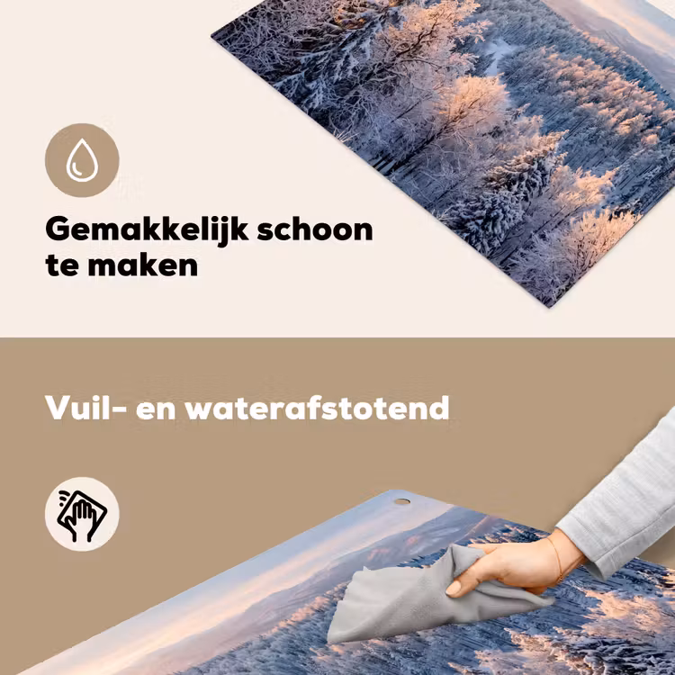 Bos - Bergen - Goud - Winter - Warm Inductie beschemer met haakjes klein -ky-schoon-nl