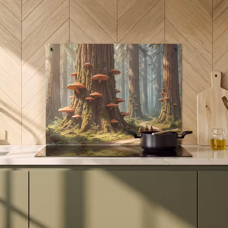 Inductiebeschermer & spatscherm (2in1) - Bos - Bomen - Natuur - Bos - Bomen - Natuur Inductie beschemer met haakjes klein