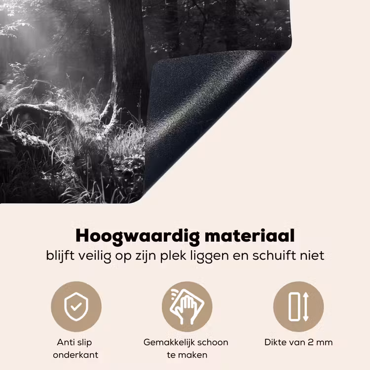 Bos - Lichtstralen - Natuur - Zwart-wit Inductie beschemer met haakjes klein -ky-onderkant-nl