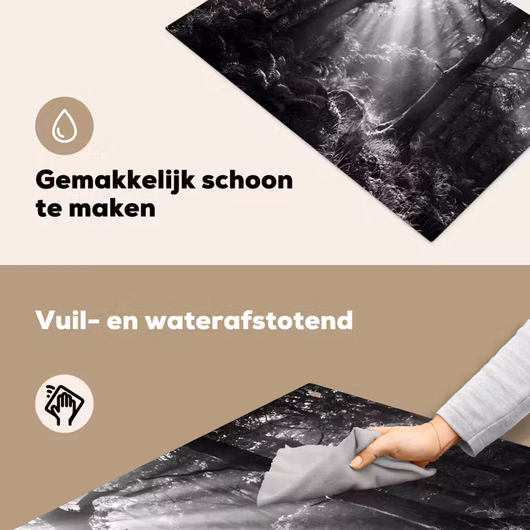 Bos - Lichtstralen - Natuur - Zwart-wit Inductie beschemer met haakjes klein -ky-schoon-nl