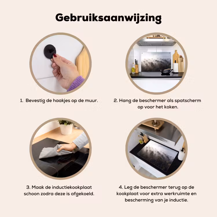 Bos - Mist - Natuur - Groen Inductie beschemer met haakjes klein -ky-gebruik-nl