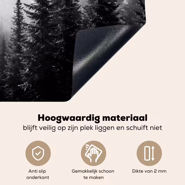 Bos - Mist - Winter - Monochroom - Natuur Inductie beschemer met haakjes klein -ky-onderkant-nl