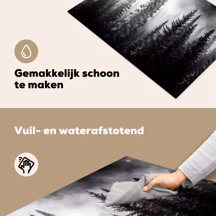Bos - Mist - Winter - Monochroom - Natuur Inductie beschemer met haakjes klein -ky-schoon-nl
