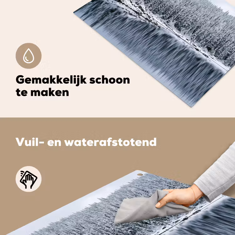 Bos - Reflectie - Meer - Winter - Serene Inductie beschemer met haakjes klein -ky-schoon-nl