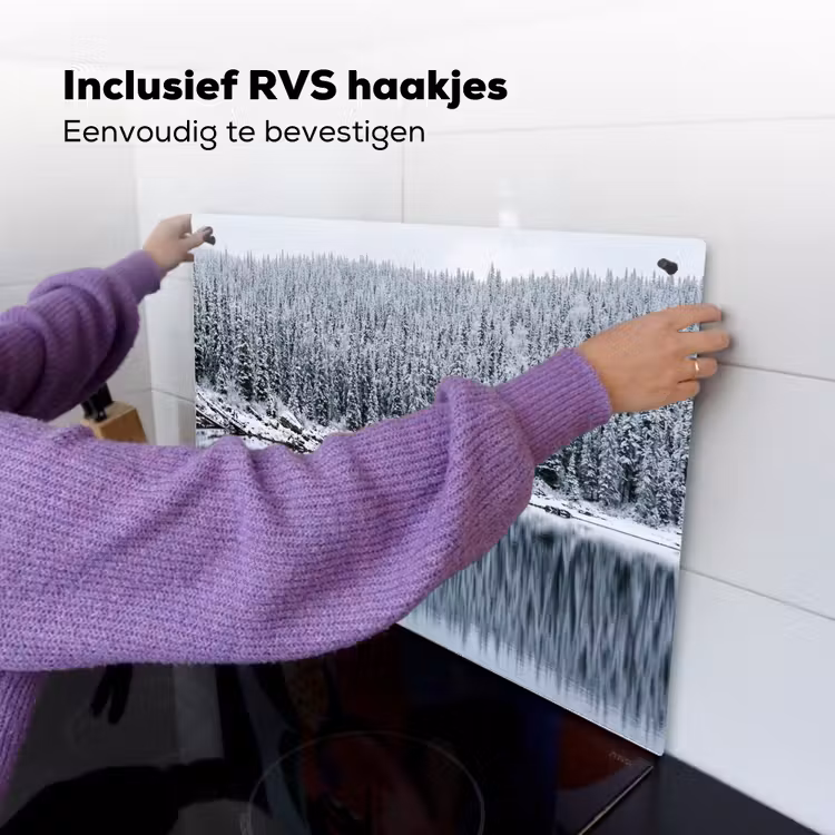Bos - Reflectie - Meer - Winter - Serene Inductie beschemer met haakjes klein -ky-ophangen-nl