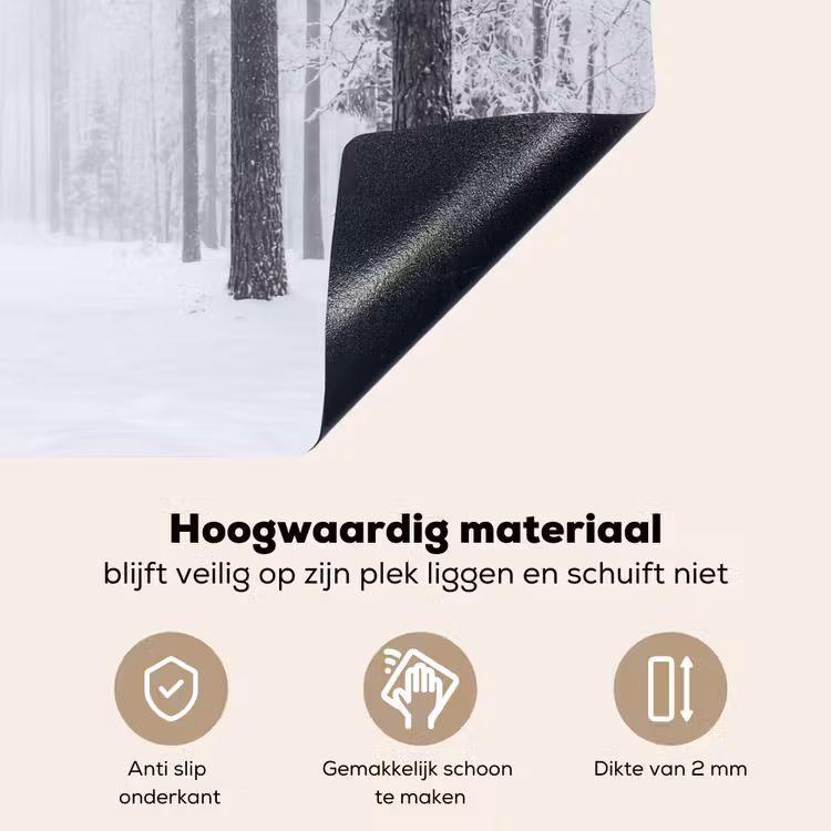 Bos - Sneeuw - Pad - Winter - Stilte Inductie beschemer met haakjes klein -ky-onderkant-nl