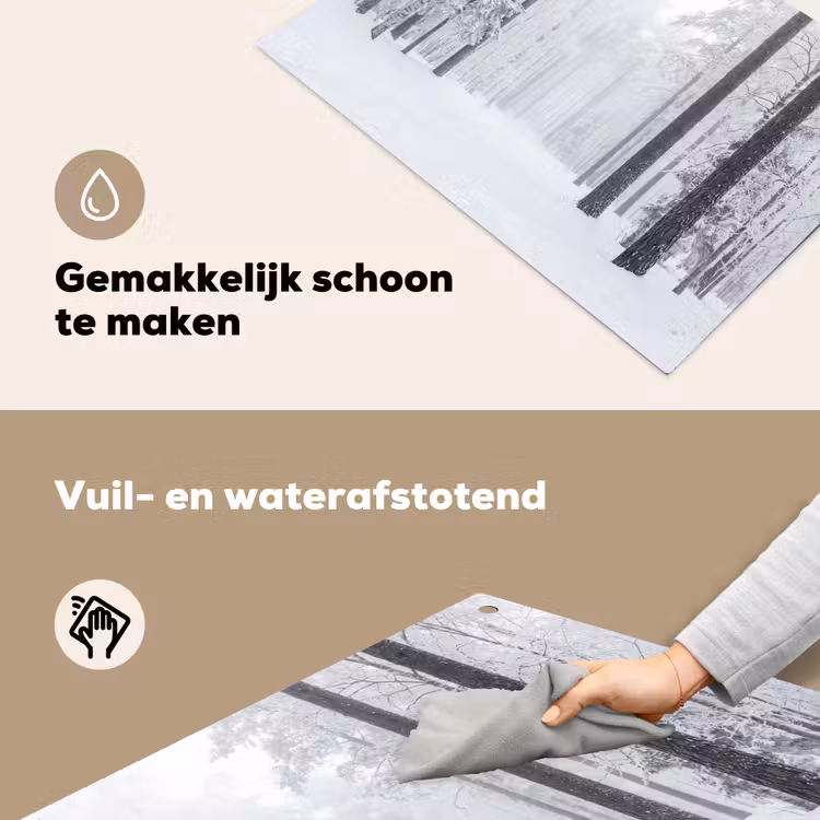 Bos - Sneeuw - Pad - Winter - Stilte Inductie beschemer met haakjes klein -ky-schoon-nl