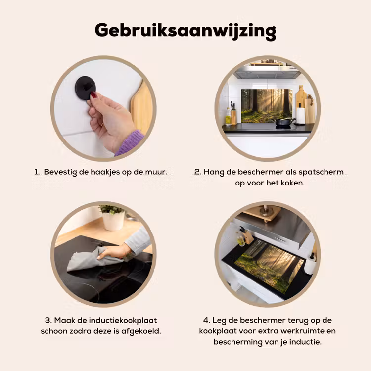 Bos - Zonlicht - Gras Inductie beschemer met haakjes klein -ky-gebruik-nl