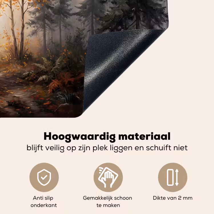 Bospad - Herfstbladeren - Natuur - Schilderachtig - Oranje Inductie beschemer met haakjes klein -ky-onderkant-nl