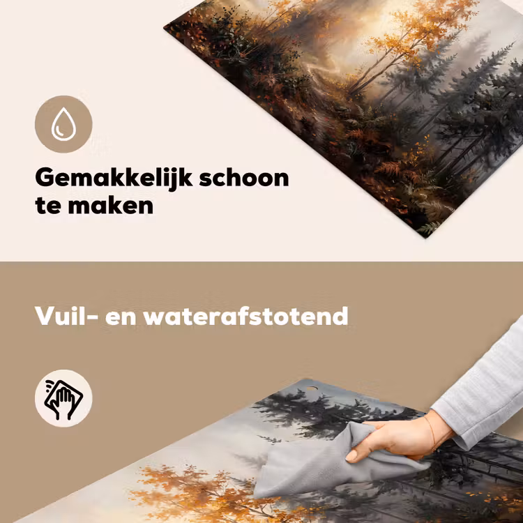 Bospad - Herfstbladeren - Natuur - Schilderachtig - Oranje Inductie beschemer met haakjes klein -ky-schoon-nl