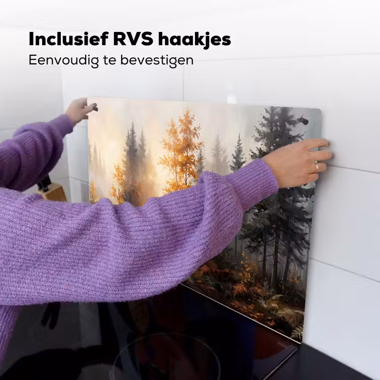 Bospad - Herfstbladeren - Natuur - Schilderachtig - Oranje Inductie beschemer met haakjes klein -ky-ophangen-nl