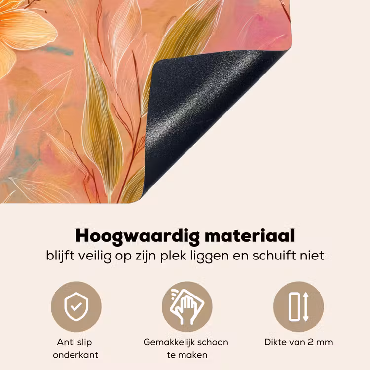 Botanisch - Bloemen - Kleurrijk Inductie beschemer met haakjes klein 777 -ky-onderkant-nl