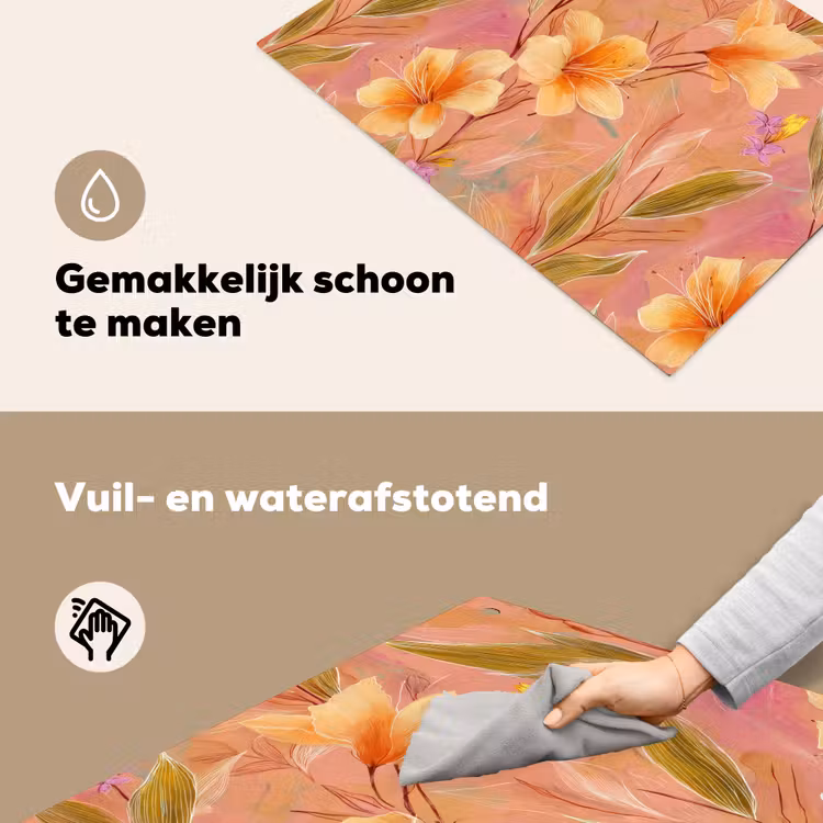 Botanisch - Bloemen - Kleurrijk Inductie beschemer met haakjes klein 777 -ky-schoon-nl