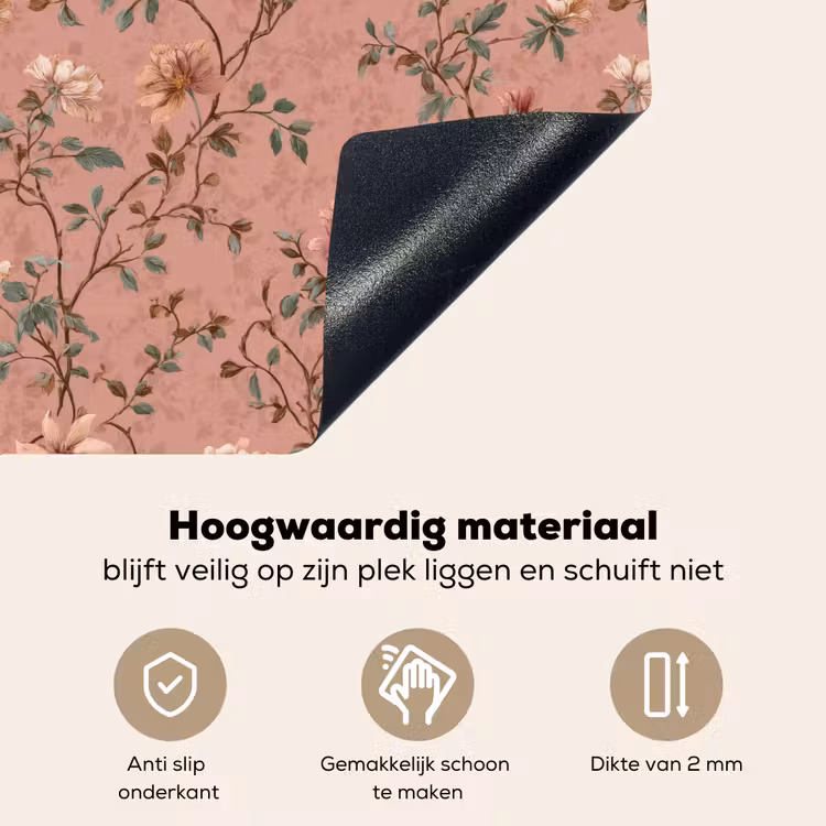 Botanisch - Bloemen - Roze Inductie beschemer met haakjes klein 777 -ky-onderkant-nl