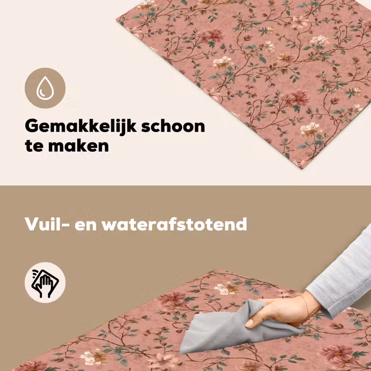 Botanisch - Bloemen - Roze Inductie beschemer met haakjes klein 777 -ky-schoon-nl