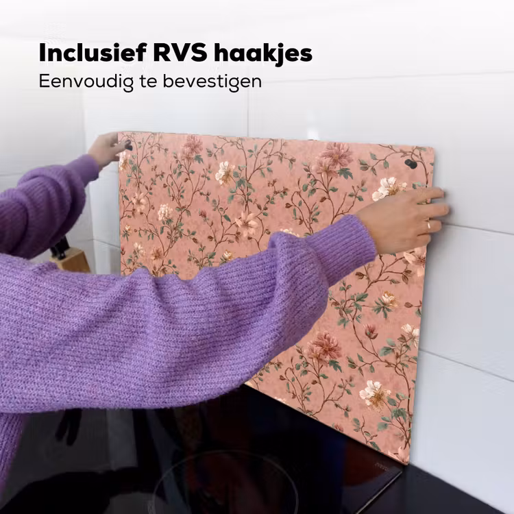 Botanisch - Bloemen - Roze Inductie beschemer met haakjes klein 777 -ky-ophangen-nl