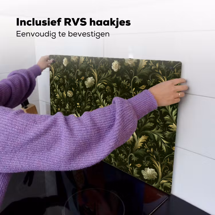 Botanisch - Naadloos - Bloemen Inductie beschemer met haakjes klein 777 -ky-ophangen-nl