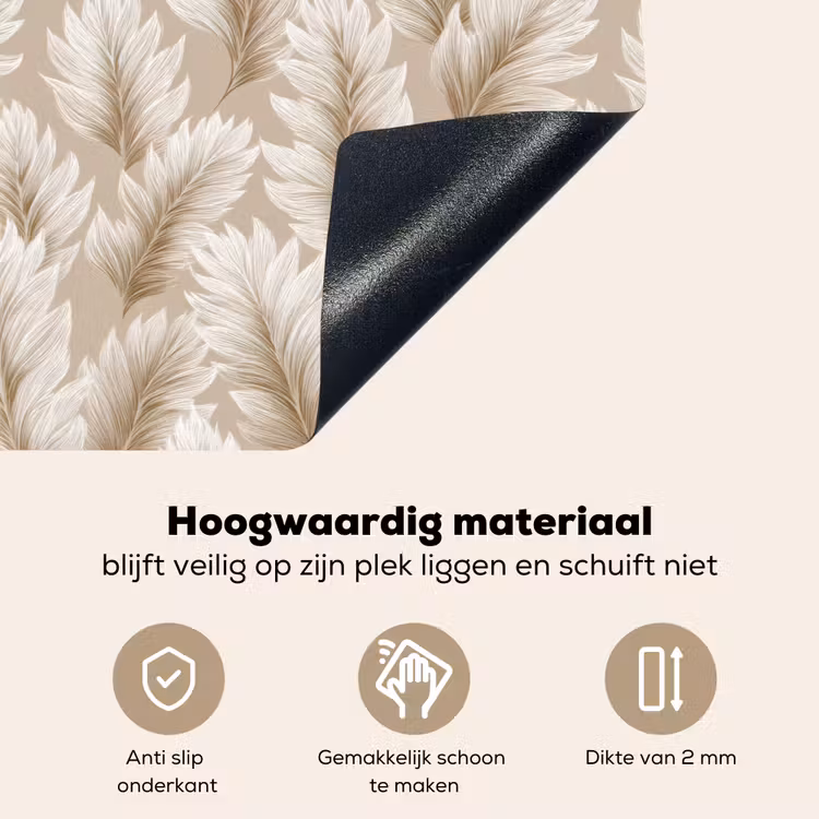 Botanisch - Patroon - Beige Inductie beschemer met haakjes klein 777 -ky-onderkant-nl